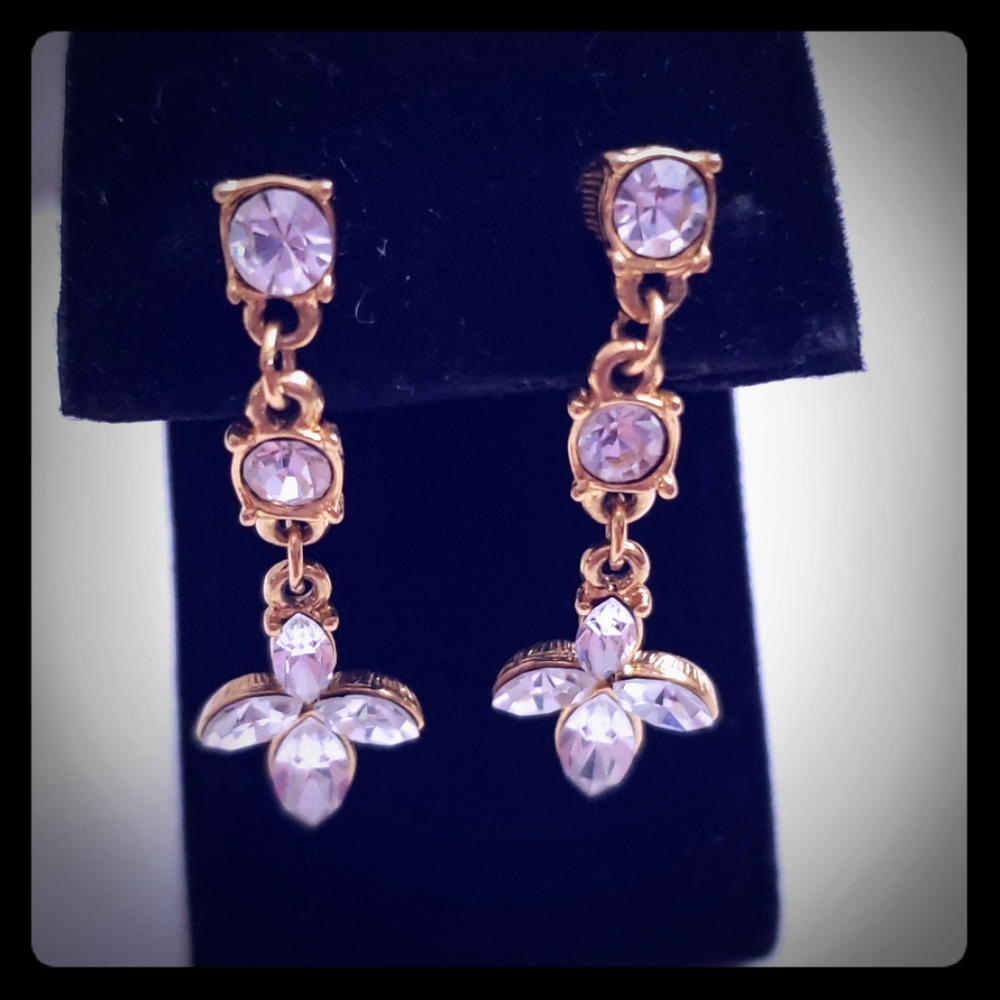 Vintage gold & rhinestone Dangling fashion earring